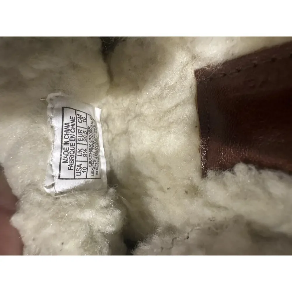 Polo Ralph Lauren Kids Boys Moccasin Slippers Shearling Navy Sz 10